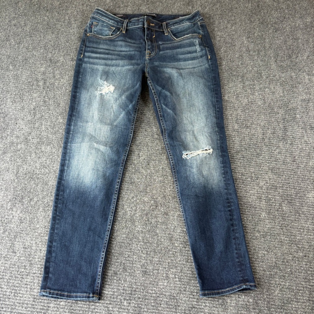 Vigoss Thompson Tomboy Distressed Classic Fit Jeans Dark Wash Blue W29 L25